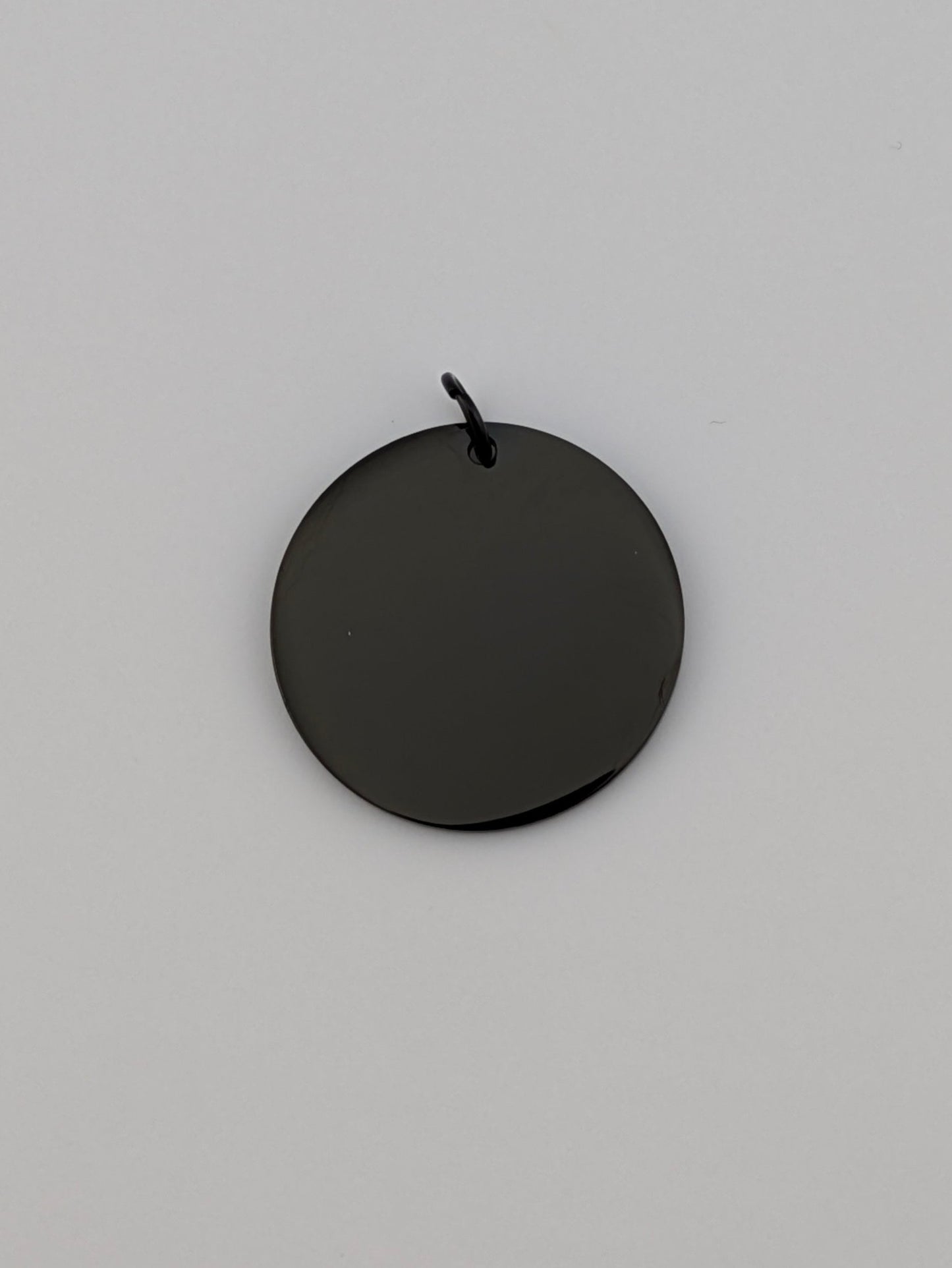 Custom Engraved Pendant Black Circle with chain