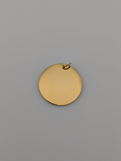 Custom Engraved Pendant Gold Circle with chain