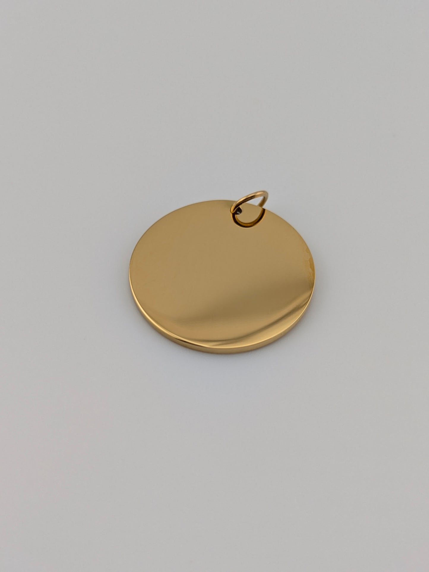 Custom Engraved Pendant Gold Circle with chain