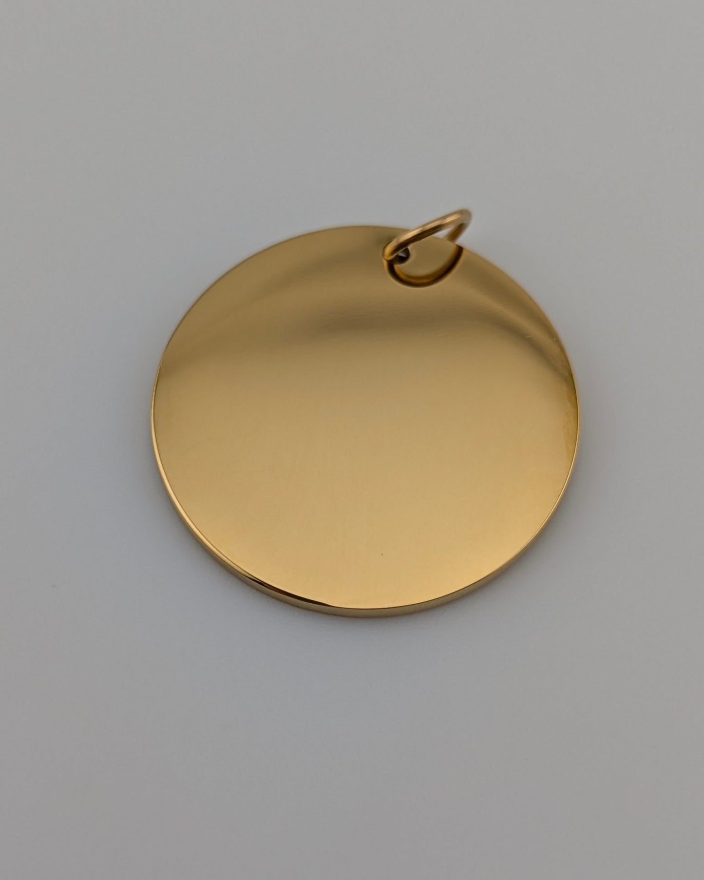 Custom Engraved Pendant Gold Circle with chain