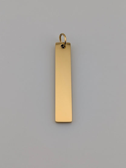 Custom Engraved Pendant Gold Vertical bar with chain