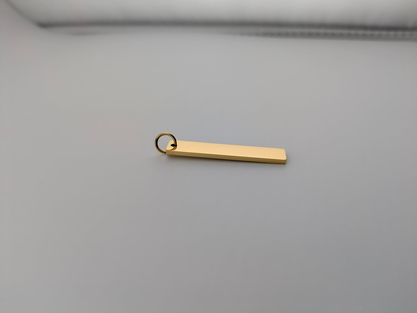 Custom Engraved Pendant Gold Vertical bar with chain