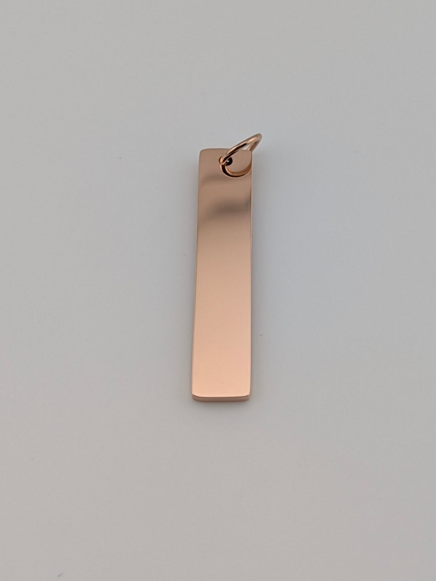 Custom Engraved Pendant Rose Gold Vertical bar with chain