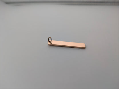 Custom Engraved Pendant Rose Gold Vertical bar with chain