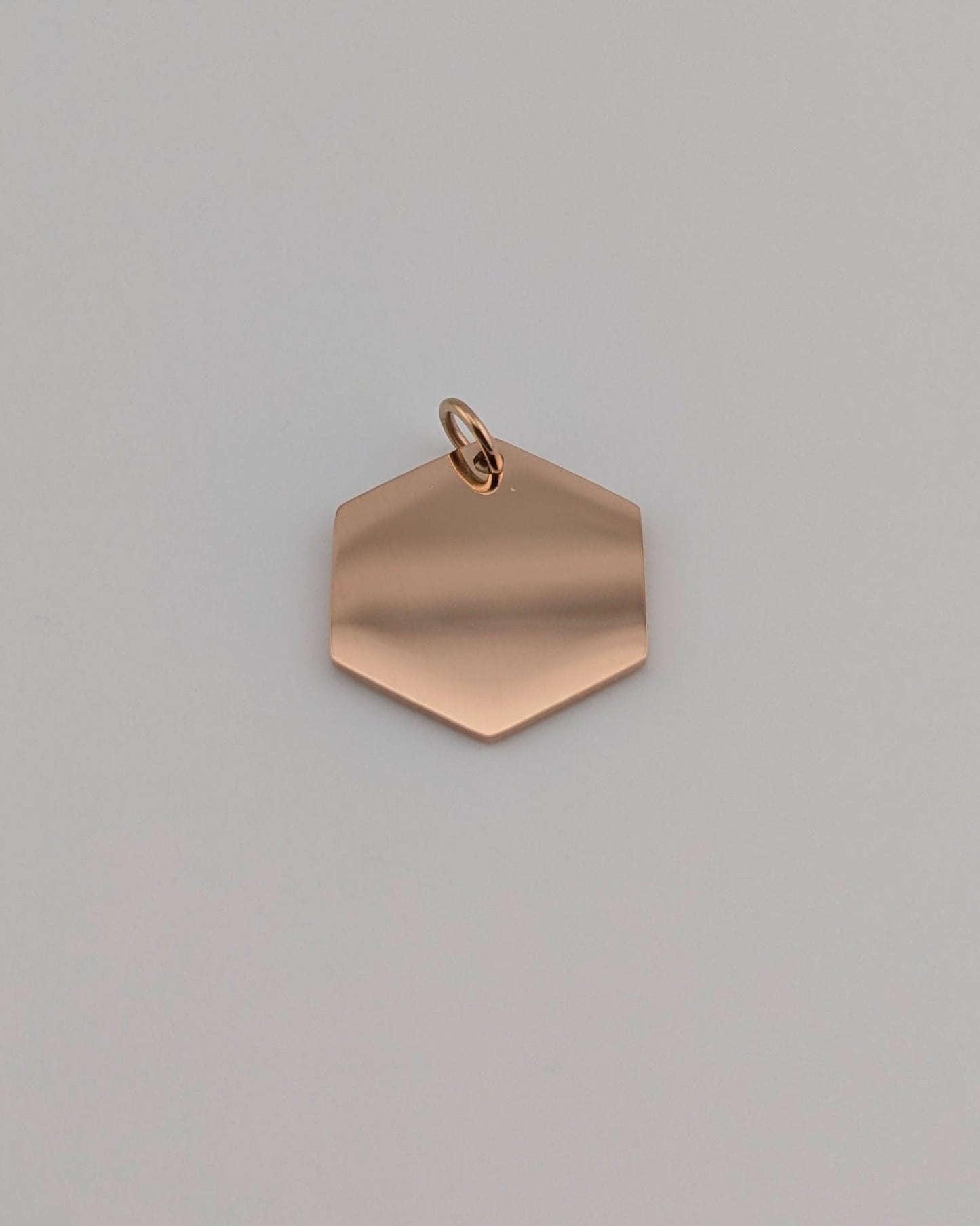 Custom Engraved Pendant Rose Gold Hexagon with chain