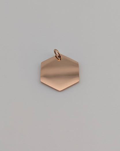 Custom Engraved Pendant Rose Gold Hexagon with chain