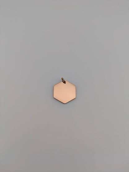 Custom Engraved Pendant Rose Gold Hexagon with chain