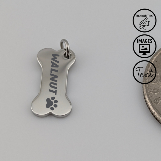 Custom Engraved Pendant Dog Bone with chain