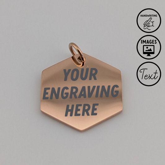 Custom Engraved Pendant Rose Gold Hexagon with chain