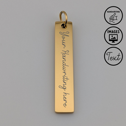 Custom Engraved Pendant Gold Vertical bar with chain