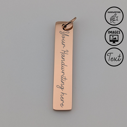 Custom Engraved Pendant Rose Gold Vertical bar with chain