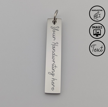 Custom Engraved Pendant Vertical bar with chain